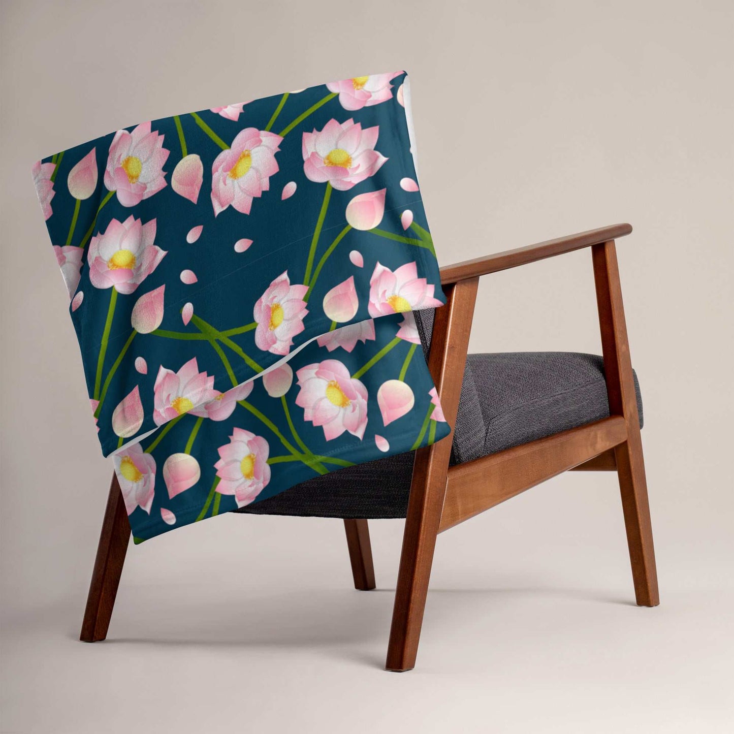 Blue Floral Throw Blanket