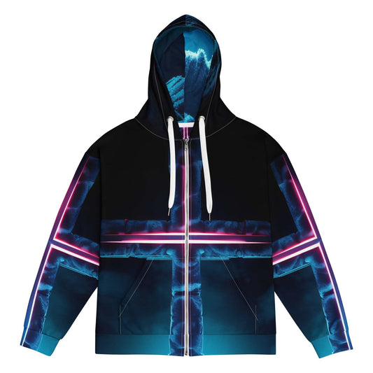 Neon Cross Zip Up Hoodie